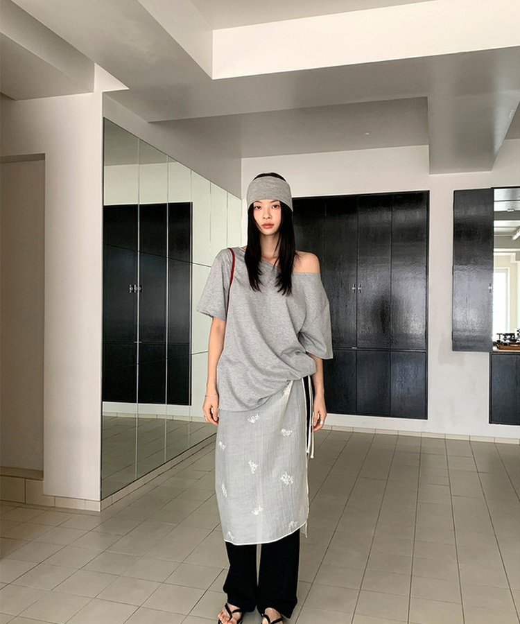 刺繡レイヤードラップスカート CREAM