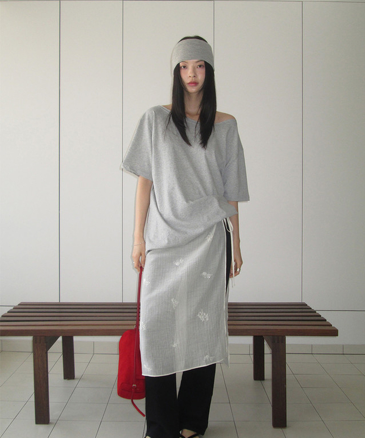 刺繡レイヤードラップスカート CREAM