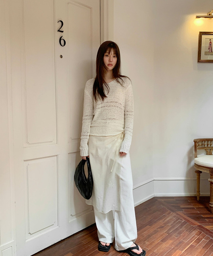 刺繡レイヤードラップスカート CREAM