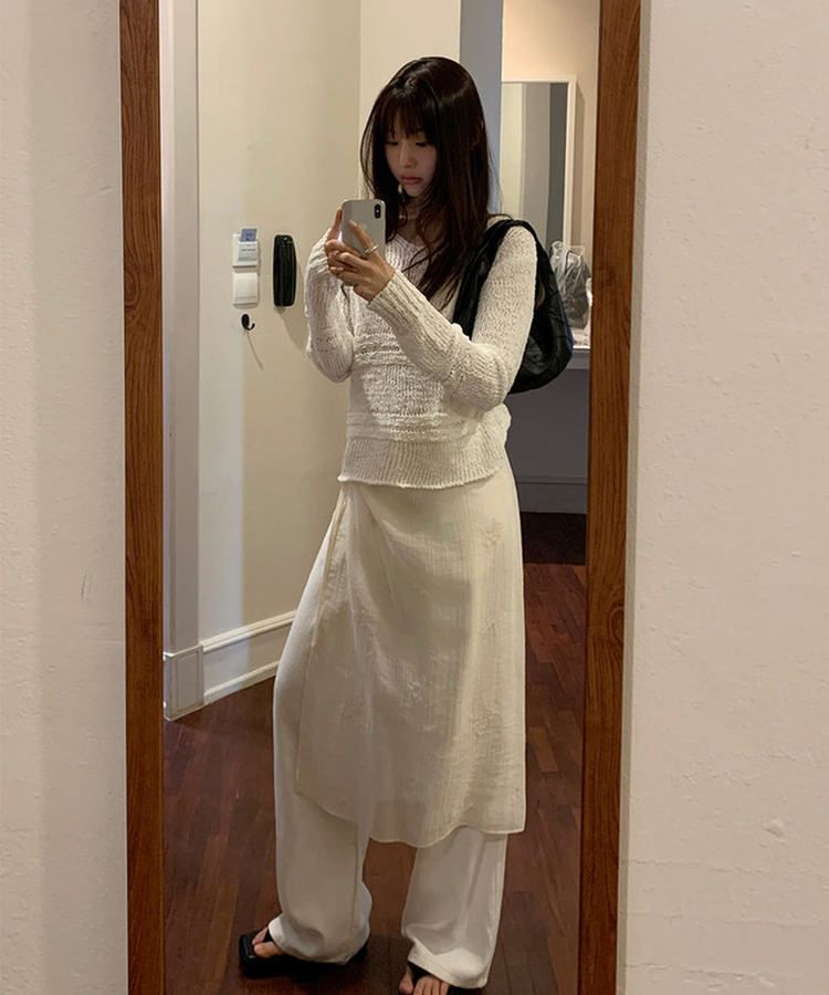 刺繡レイヤードラップスカート CREAM