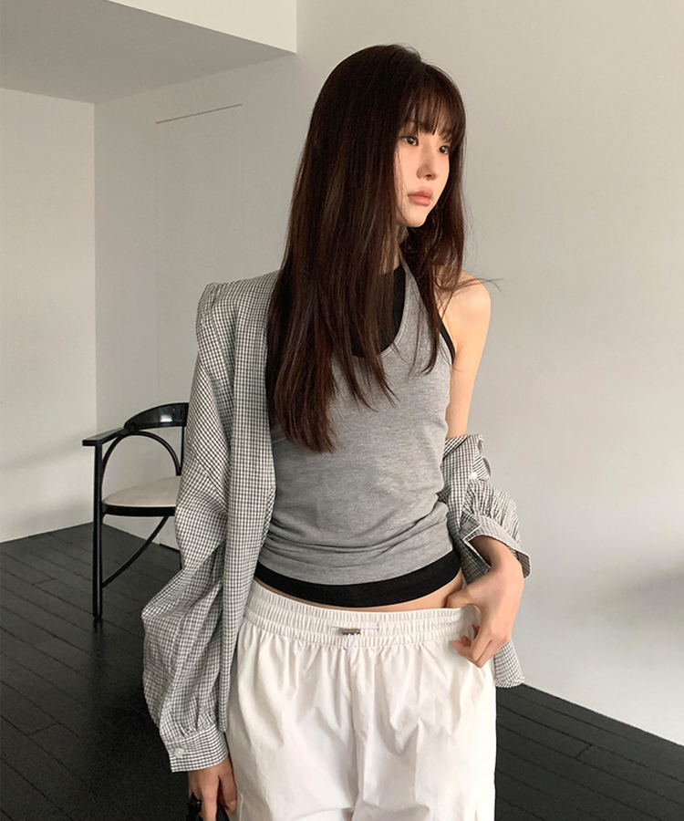 オーバーフィットチェックフードシャツ IVORY