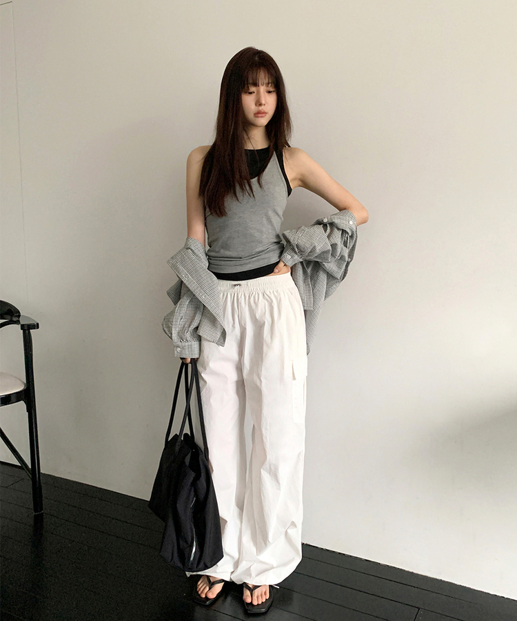 オーバーフィットチェックフードシャツ IVORY