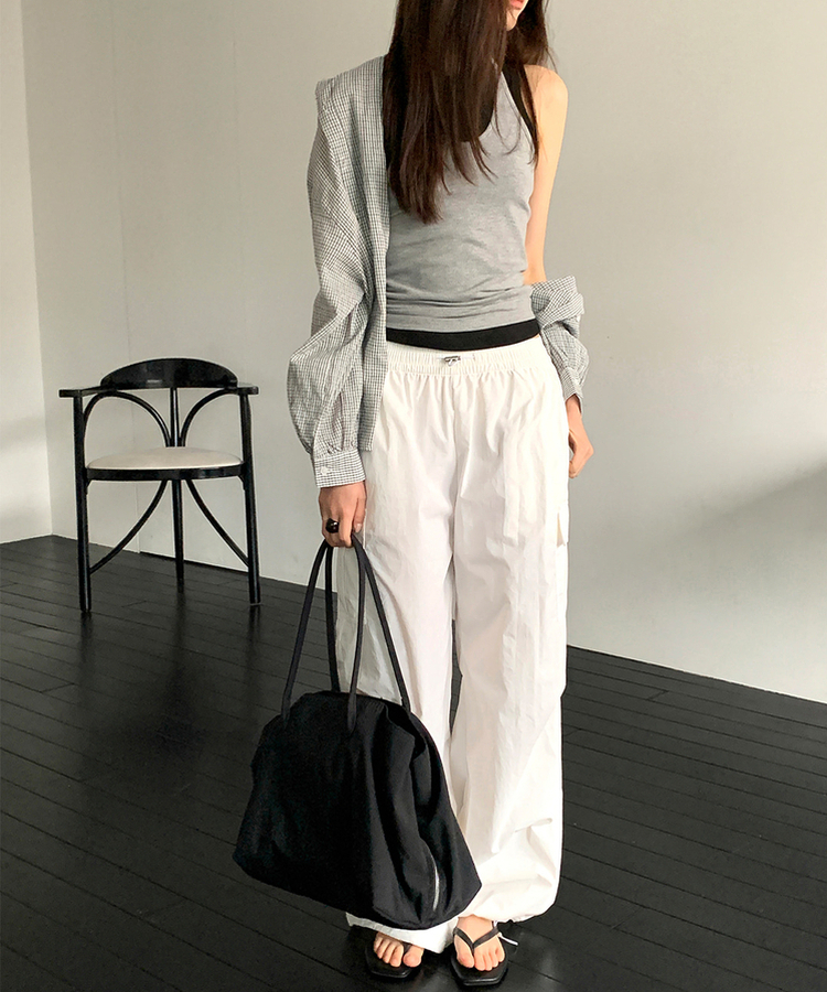 オーバーフィットチェックフードシャツ IVORY