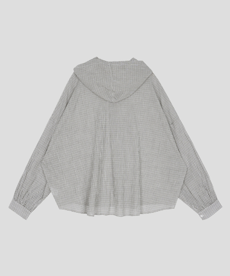 オーバーフィットチェックフードシャツ