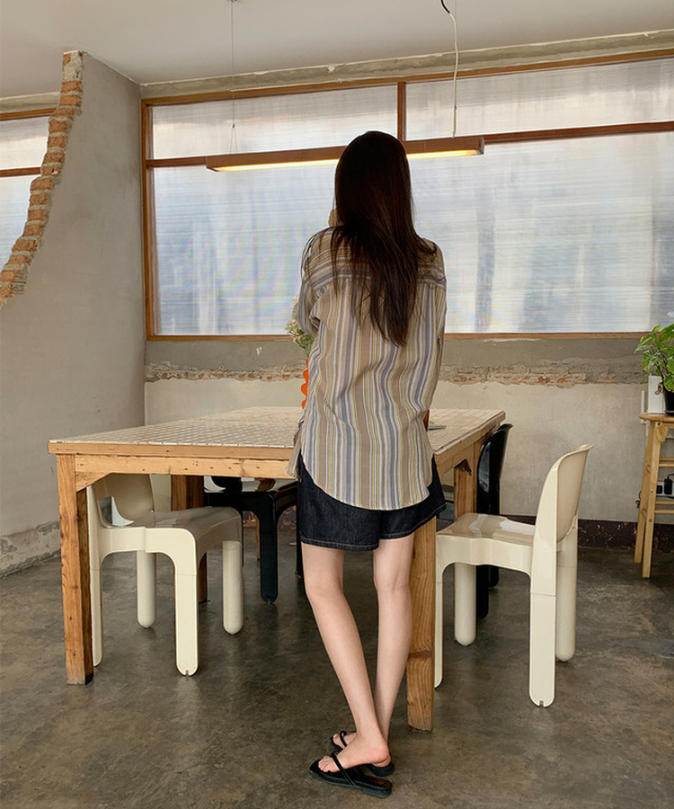 オーバーフィットストライプシャツ BEIGE