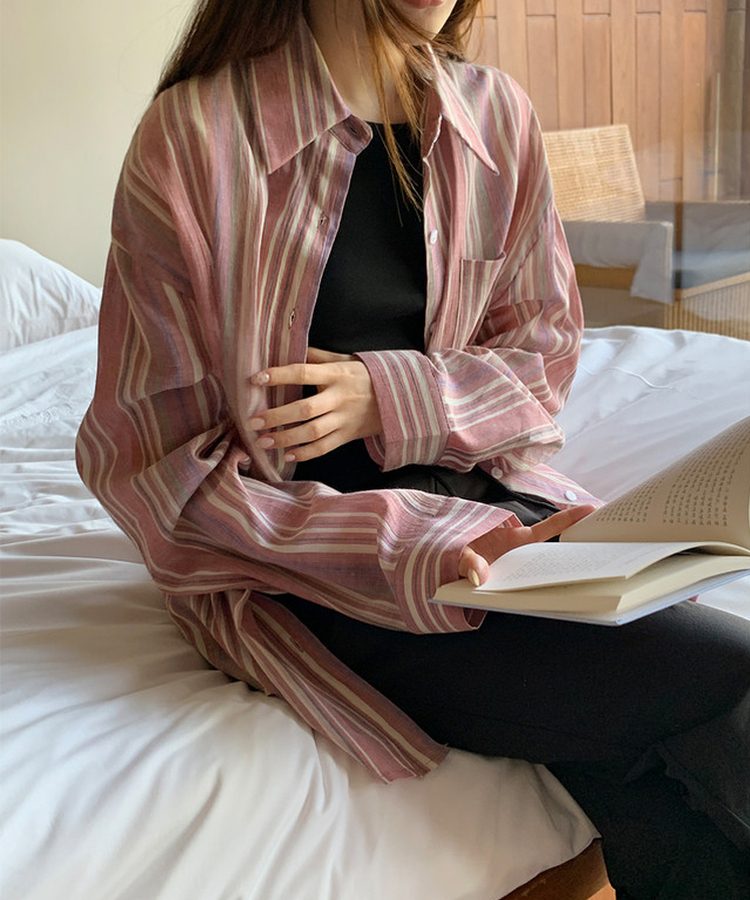 オーバーフィットストライプシャツ PINK