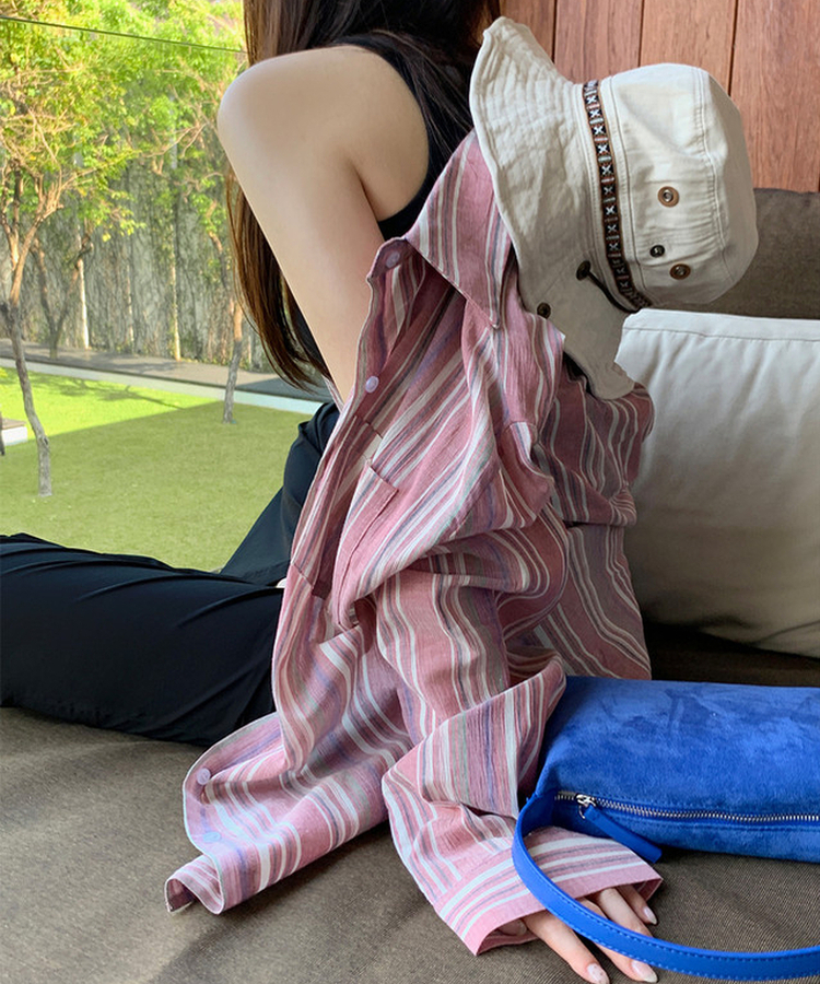 オーバーフィットストライプシャツ PINK