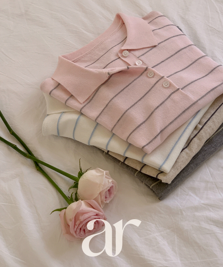 （ストライプ／涼しいリネン／デイリーおすすめ♥）ストライプ リネン ピケ 半袖ニット