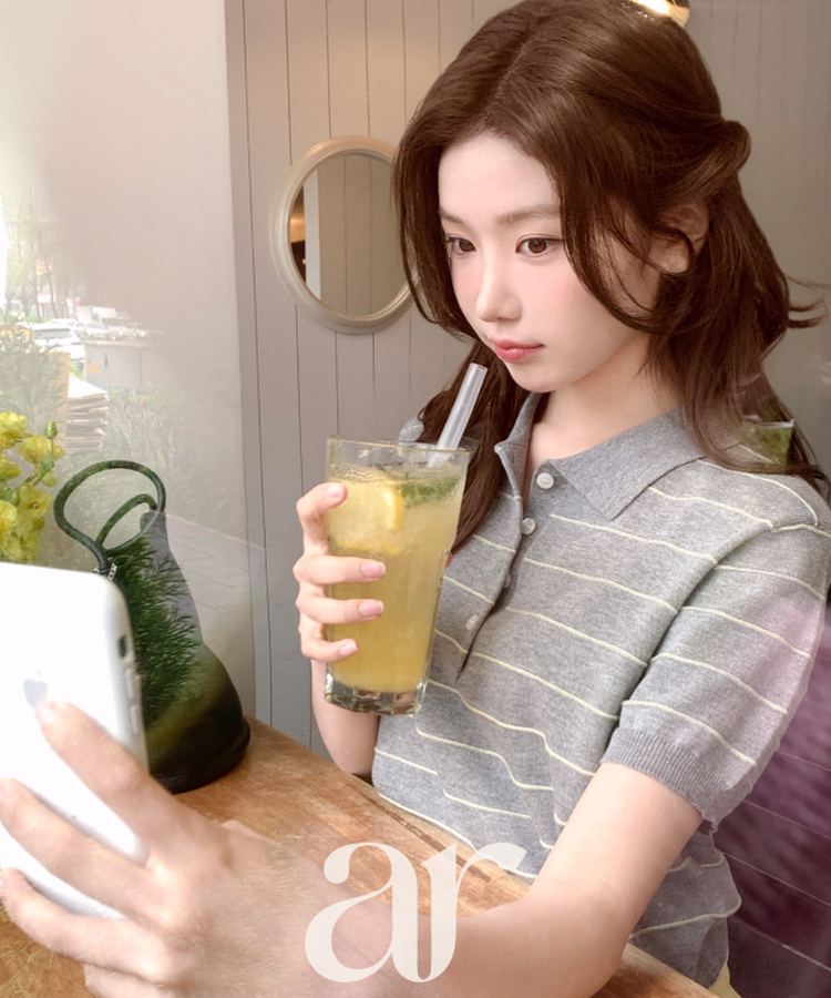 （ストライプ／涼しいリネン／デイリーおすすめ♥）ストライプ リネン ピケ 半袖ニット GRAY