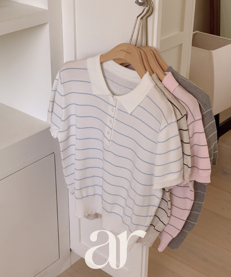 （ストライプ／涼しいリネン／デイリーおすすめ♥）ストライプ リネン ピケ 半袖ニット