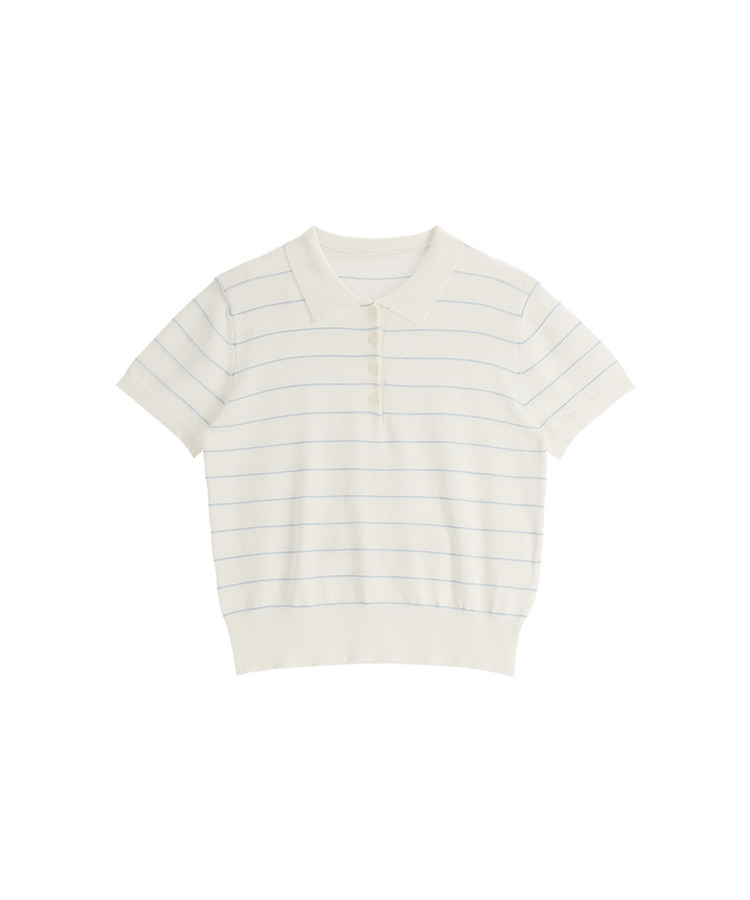 （ストライプ／涼しいリネン／デイリーおすすめ♥）ストライプ リネン ピケ 半袖ニット