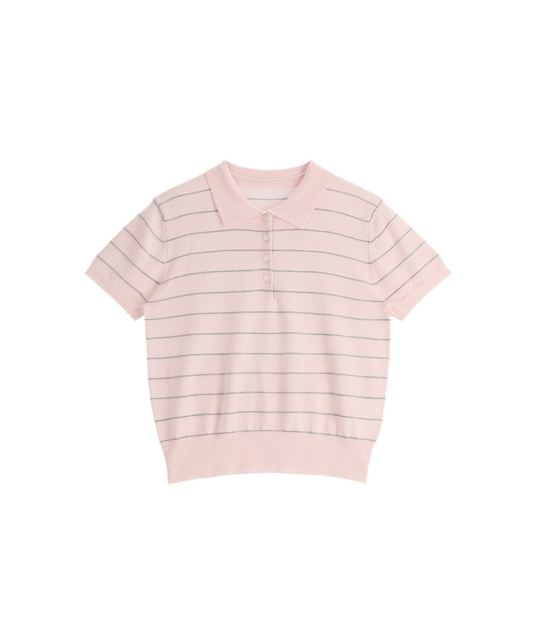 （ストライプ／涼しいリネン／デイリーおすすめ♥）ストライプ リネン ピケ 半袖ニット
