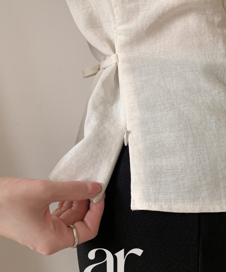 （華奢見えフィット／清楚ムード♥）レース リボン 半袖ブラウス IVORY