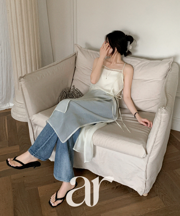 (サマーパンツ／下半身補整フィット)   ウォッシング デニム ストレート ワイドパンツ   BLUE