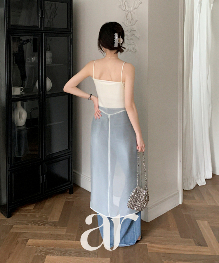 (サマーパンツ／下半身補整フィット)   ウォッシング デニム ストレート ワイドパンツ   BLUE