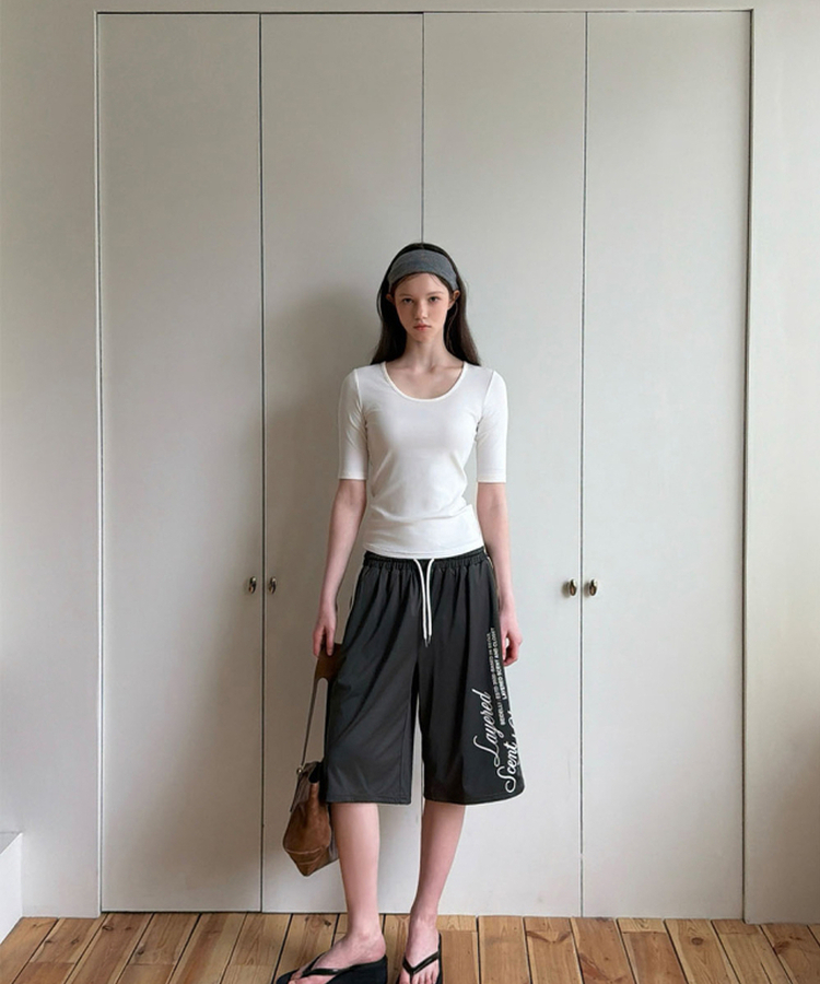 ラウンド5分袖Tシャツ(5color) WHITE