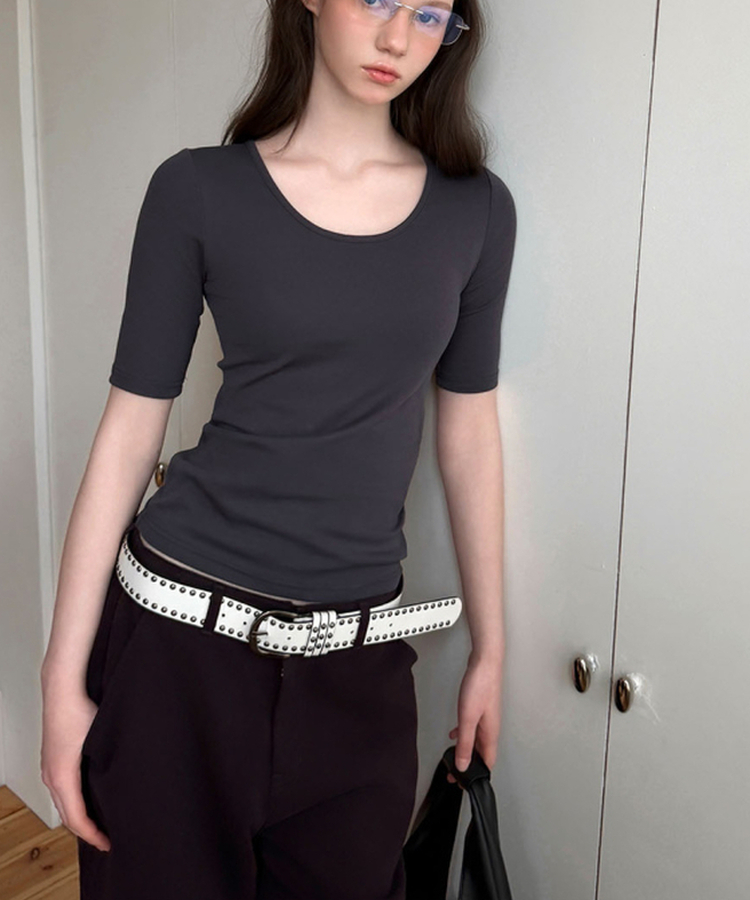 ラウンド5分袖Tシャツ(5color) CHARCOAL