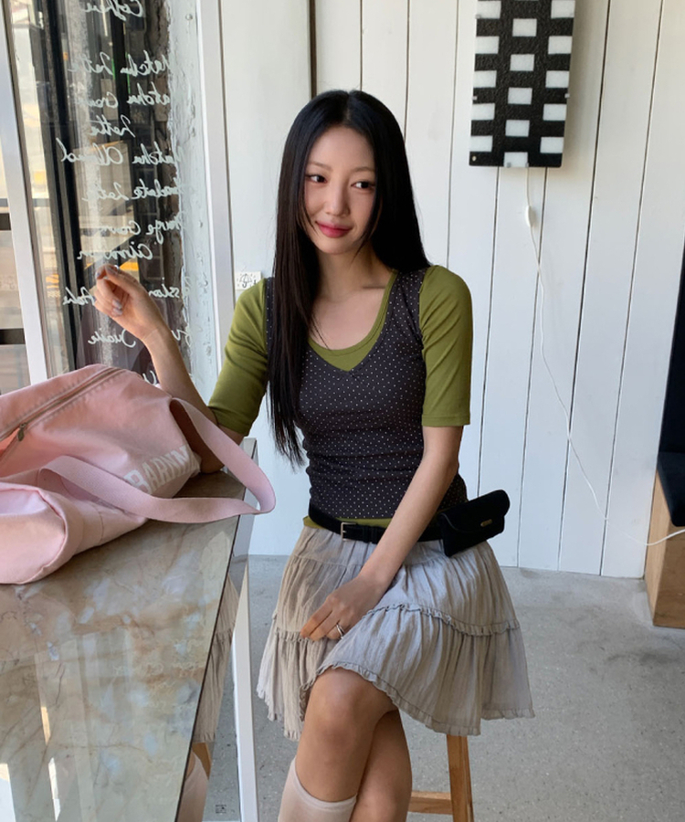 ラウンド5分袖Tシャツ(5color) OLIVE