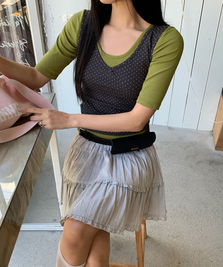 ラウンド5分袖Tシャツ(5color) OLIVE