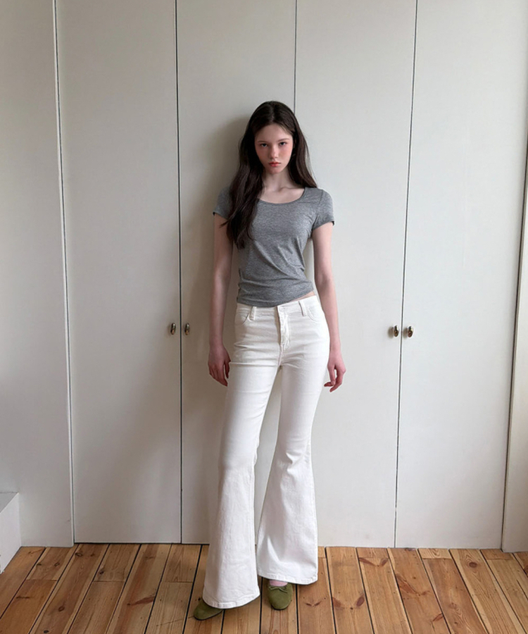 ベーシックUネック半袖Tシャツ GREY