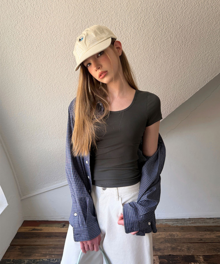 ベーシックUネック半袖Tシャツ CHARCOAL