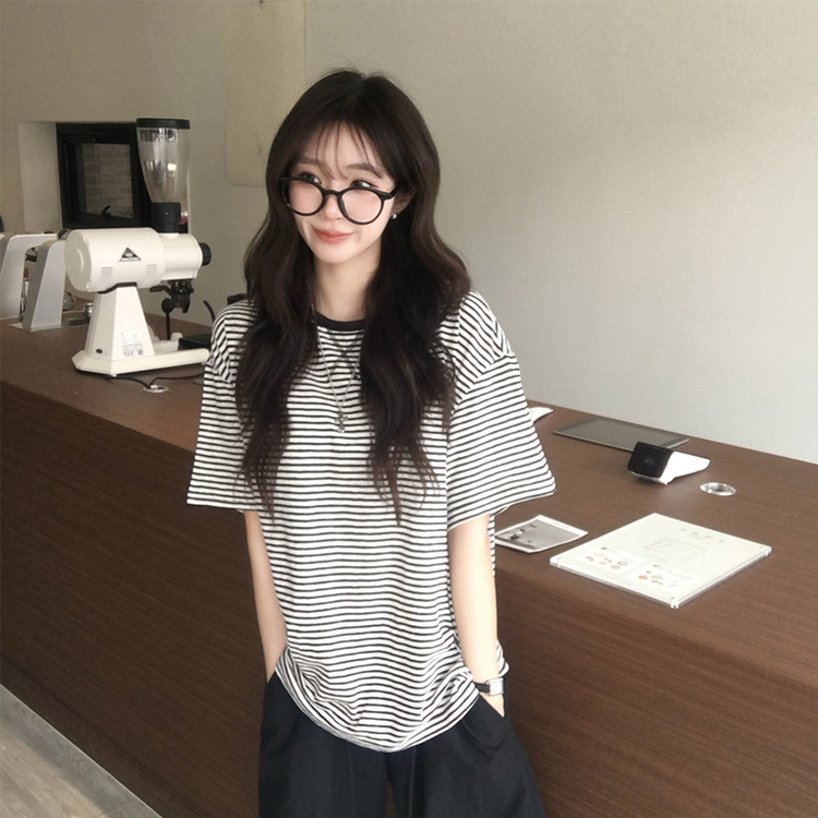 ストライプボックス半袖Tシャツ BLACK