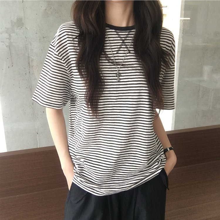 ストライプボックス半袖Tシャツ BLACK