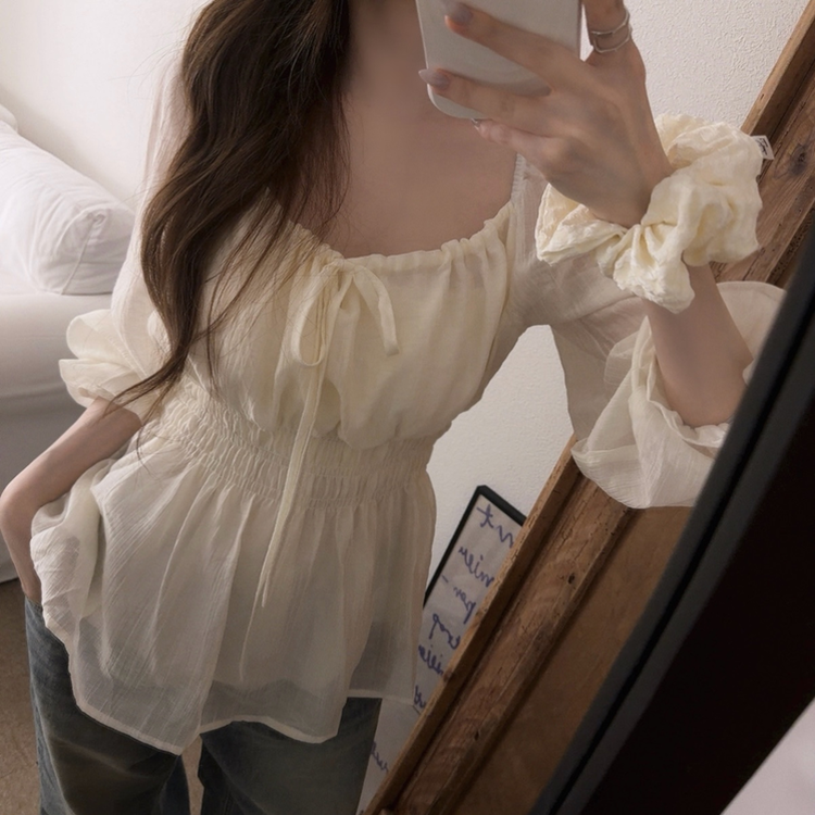フレアバンディングフリルブラウス WHITE