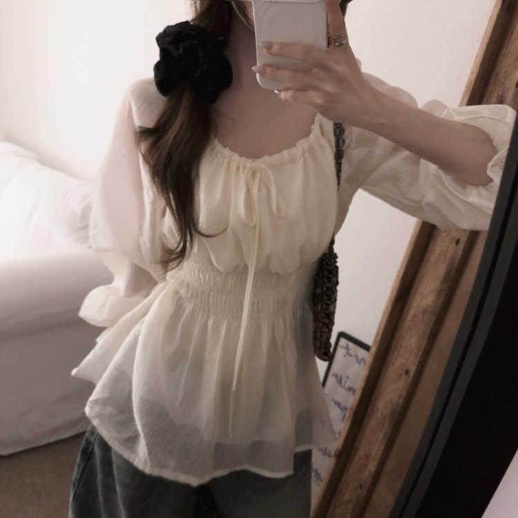 フレアバンディングフリルブラウス WHITE
