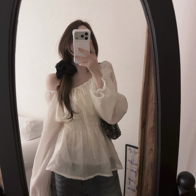 フレアバンディングフリルブラウス CREAM