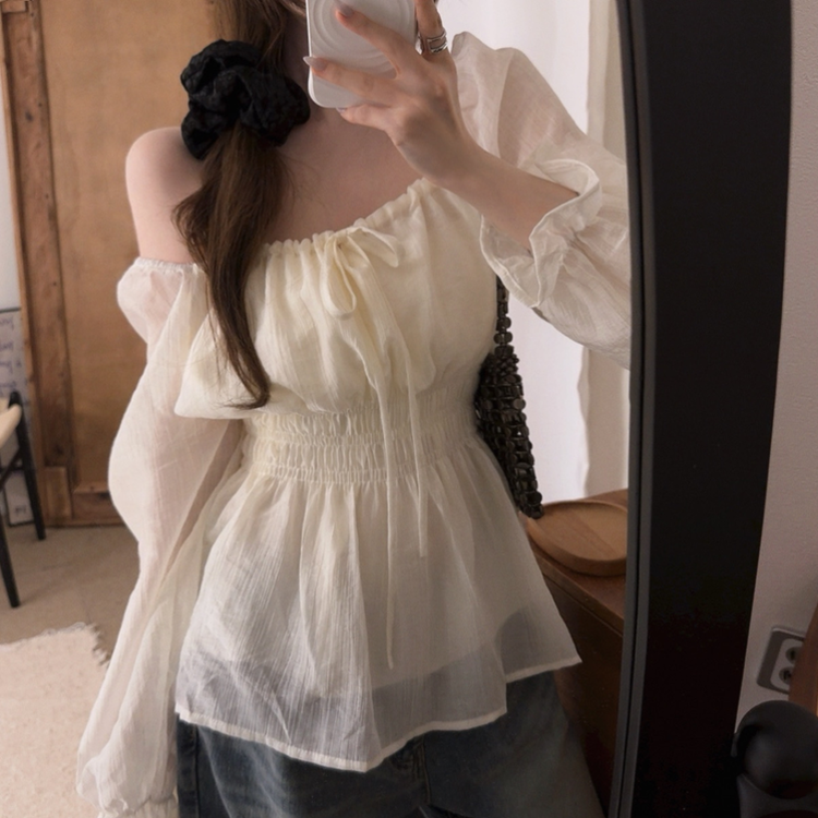 フレアバンディングフリルブラウス CREAM