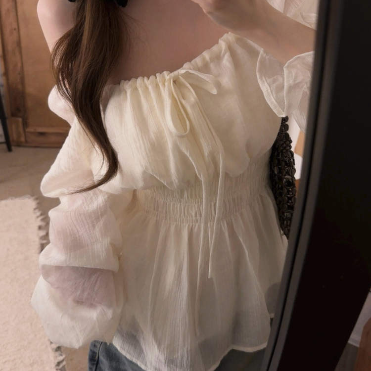 フレアバンディングフリルブラウス CREAM