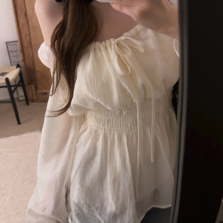 フレアバンディングフリルブラウス CREAM