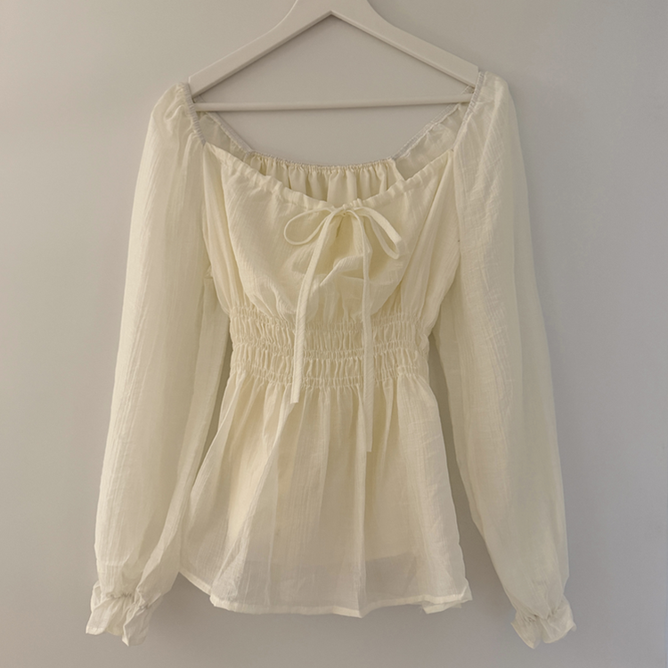 フレアバンディングフリルブラウス