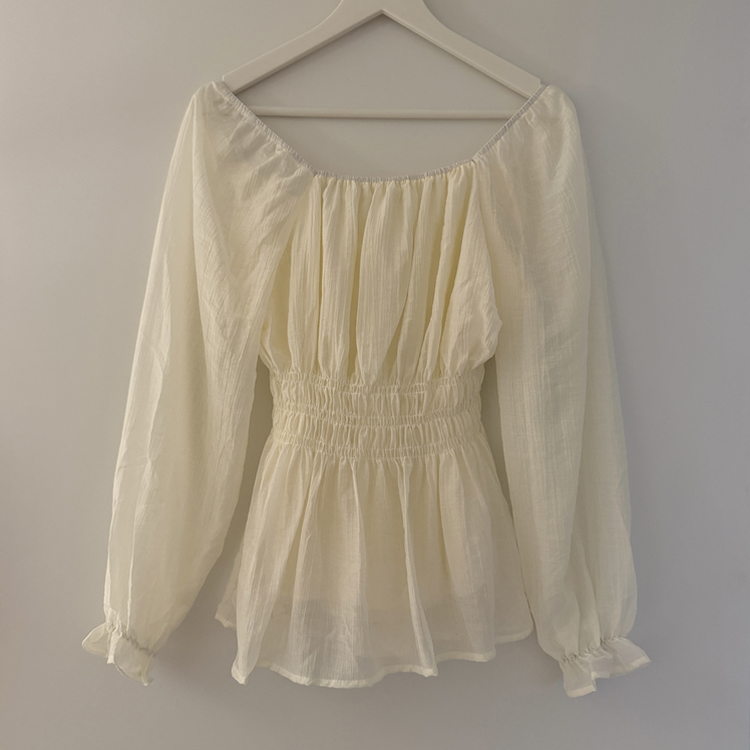 フレアバンディングフリルブラウス