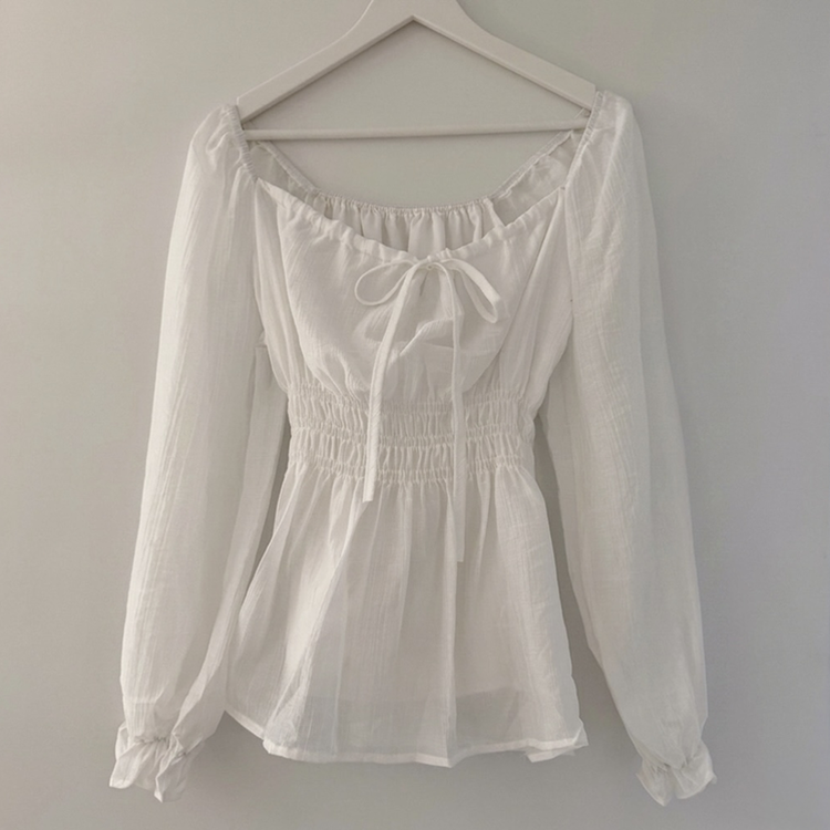 フレアバンディングフリルブラウス