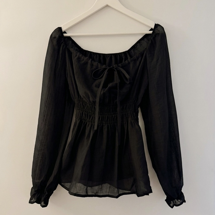 フレアバンディングフリルブラウス