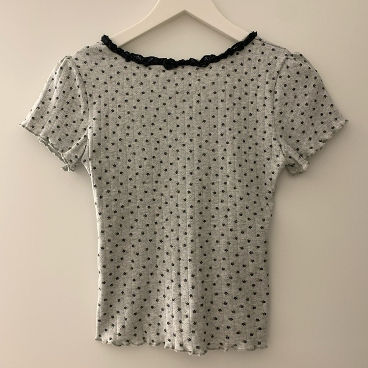 ドットレースフラワー半袖Tシャツ