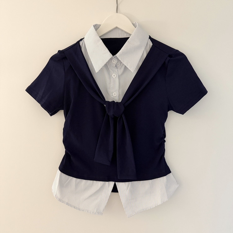 レイヤードシャツサイドシアリング半袖Tシャツ