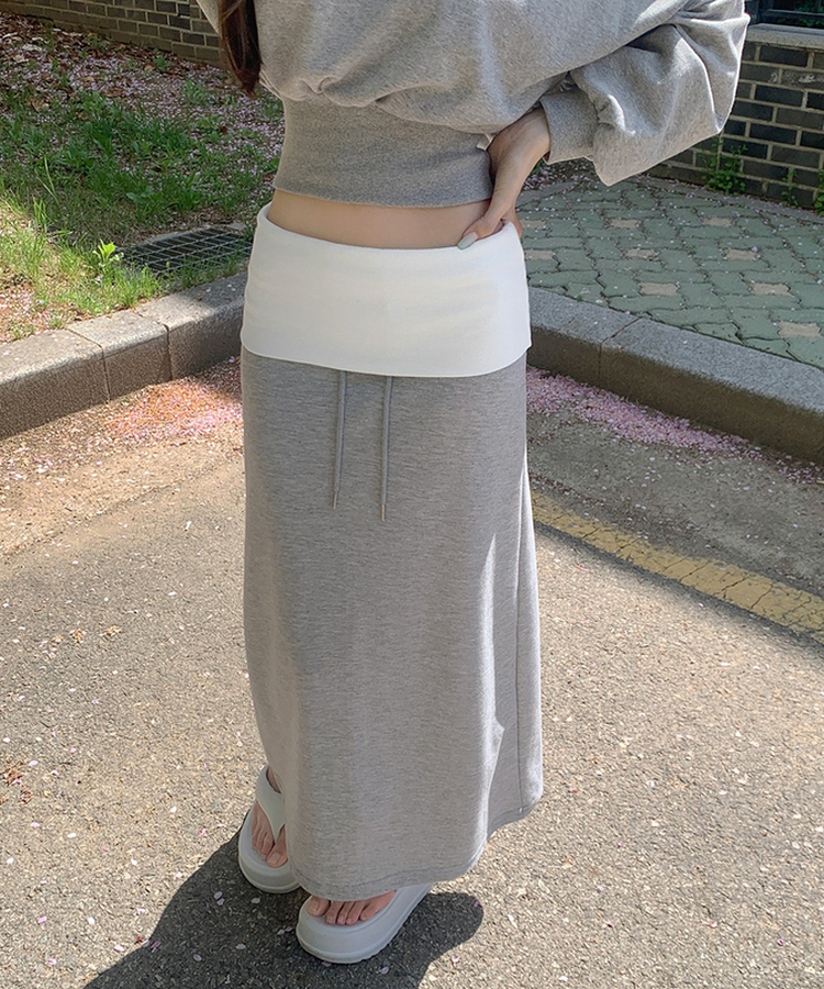 ホールドロウライズバンドロングスカート GREY