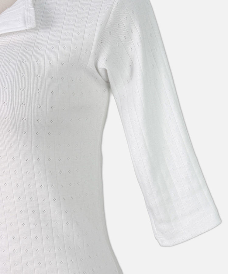 パンチングボタンリブ７分丈Tシャツ