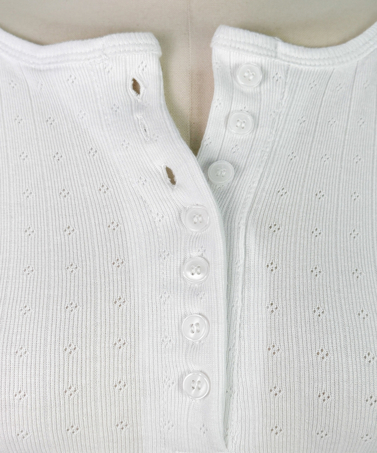 パンチングボタンリブ７分丈Tシャツ