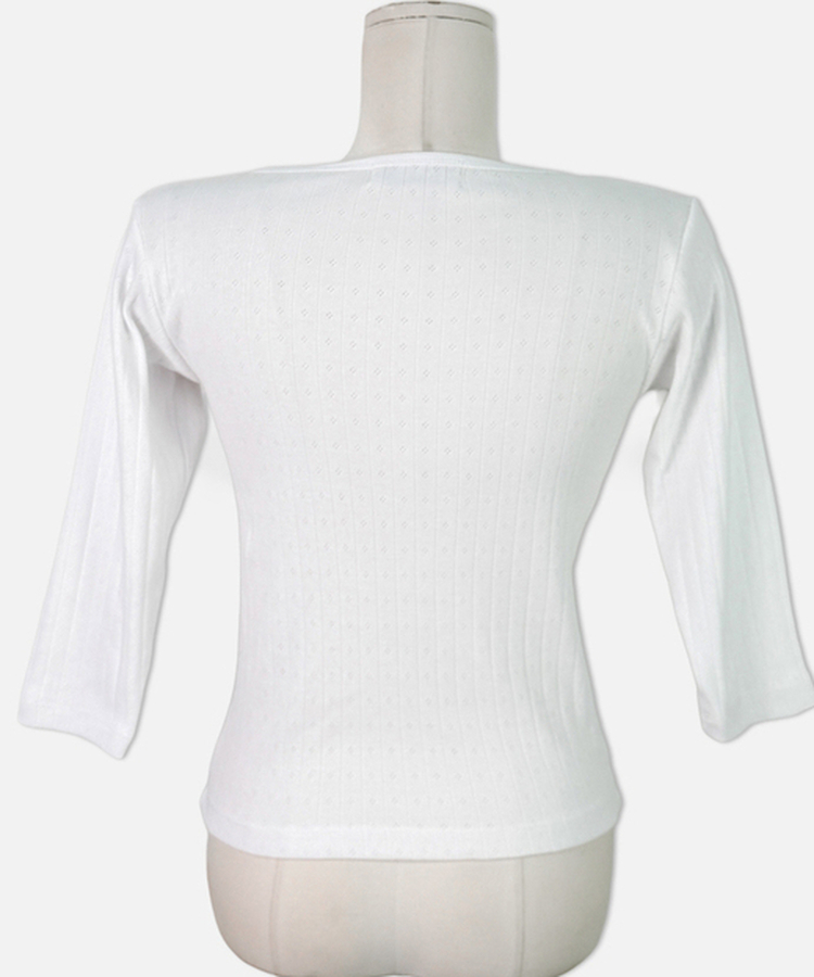 パンチングボタンリブ７分丈Tシャツ