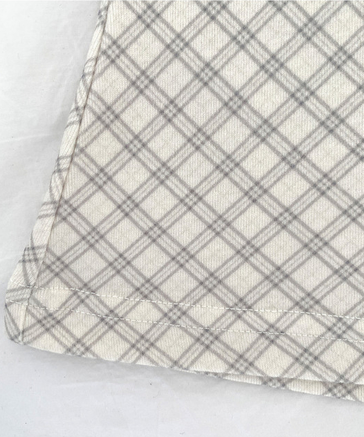 チェックリボンパフ半袖Tシャツ