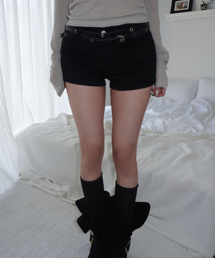 ロウコットンショートパンツ BLACK