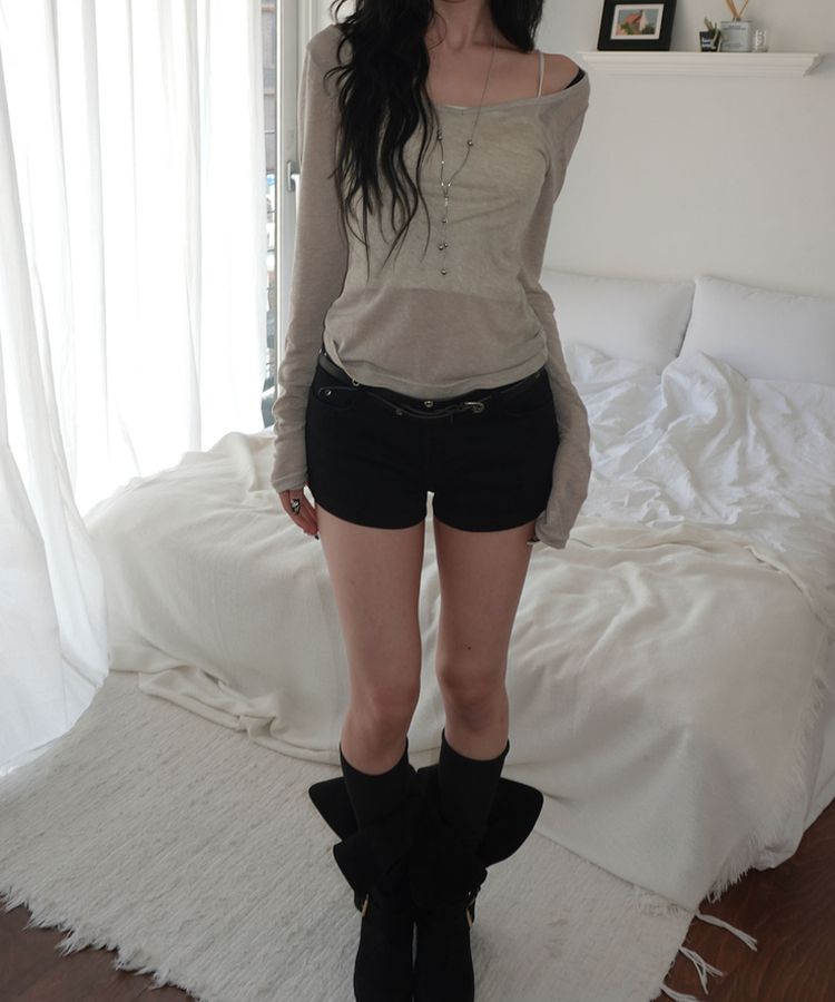 ロウコットンショートパンツ BLACK