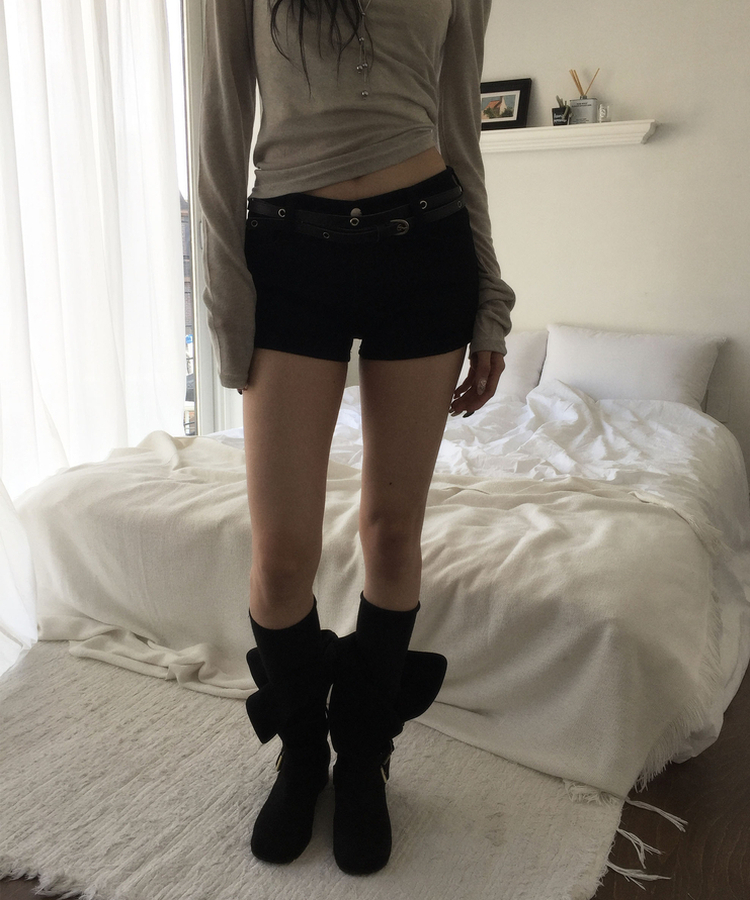 ロウコットンショートパンツ BLACK