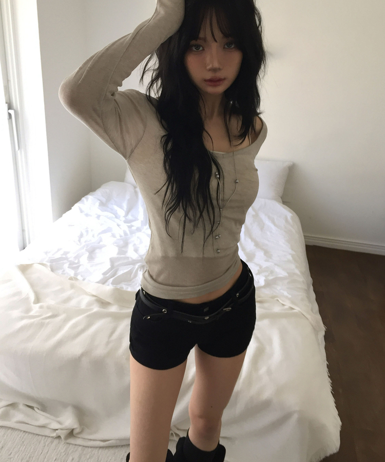 ロウコットンショートパンツ BLACK