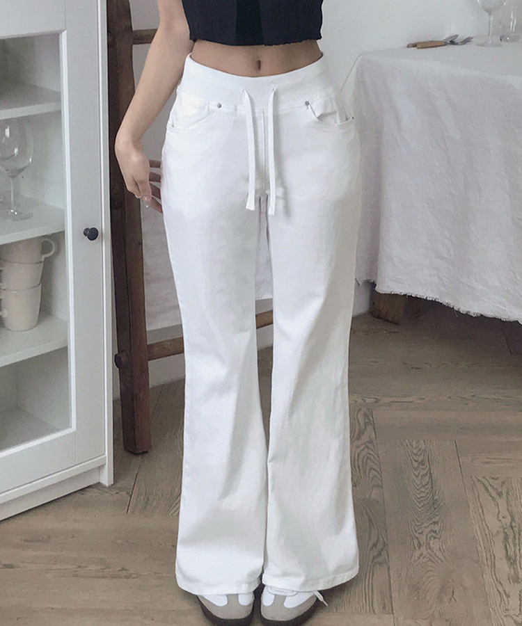 【丈別】ロウライズセミブーツカットフレアパンツ IVORY