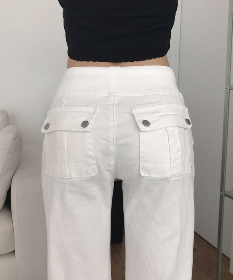 【丈別】ロウライズセミブーツカットフレアパンツ IVORY